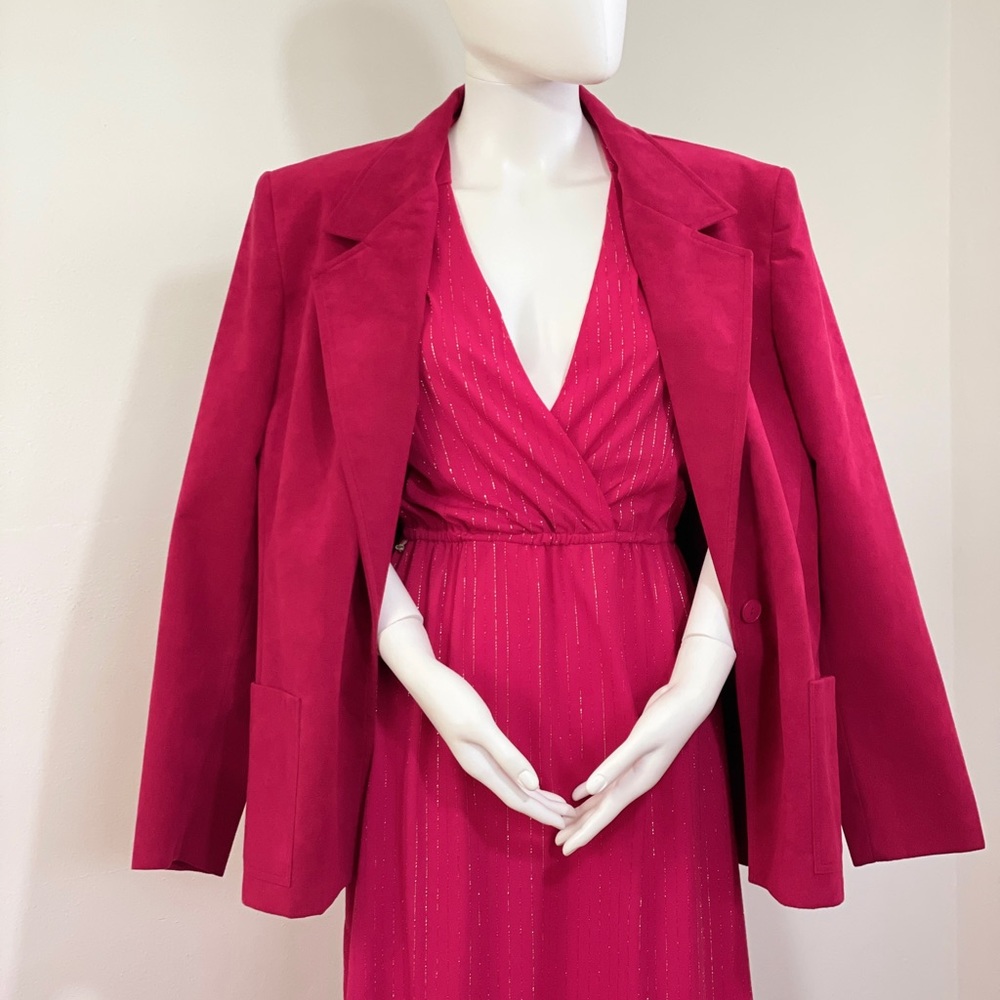 Hot Pink ultra suede Lilli Ann jacket - Picture 3 of 13